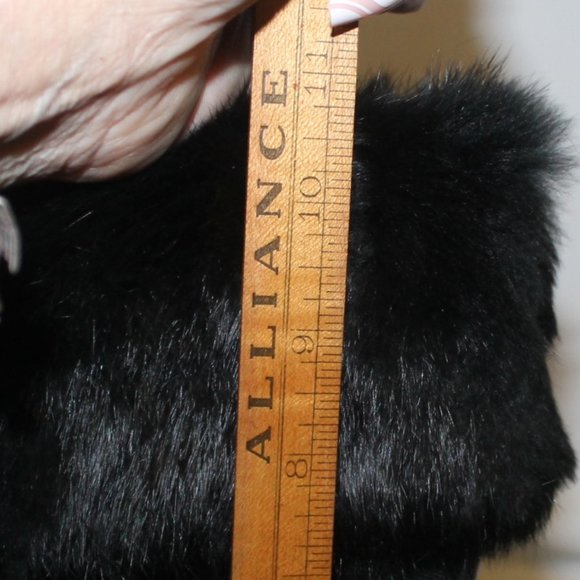 Coach Faith Zip Front Black Signature  Rabbit Fur Winter Wedge Heel  Boot LkNew - Picture 10 of 10